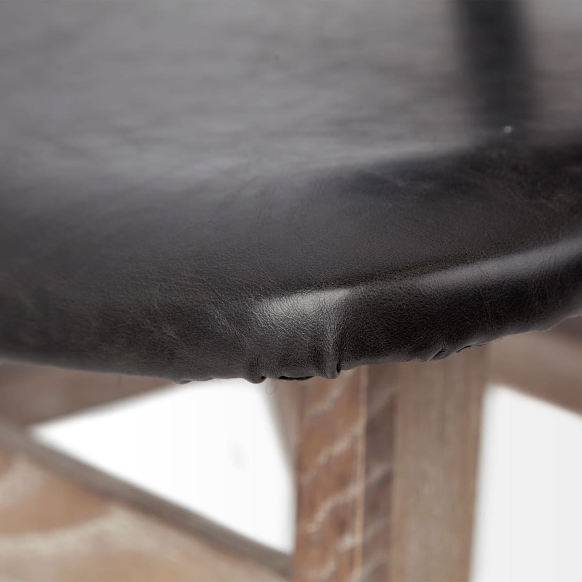Haden Upholstered Dining Chair Black Faux Leather | Brown Wood - dining-chairs