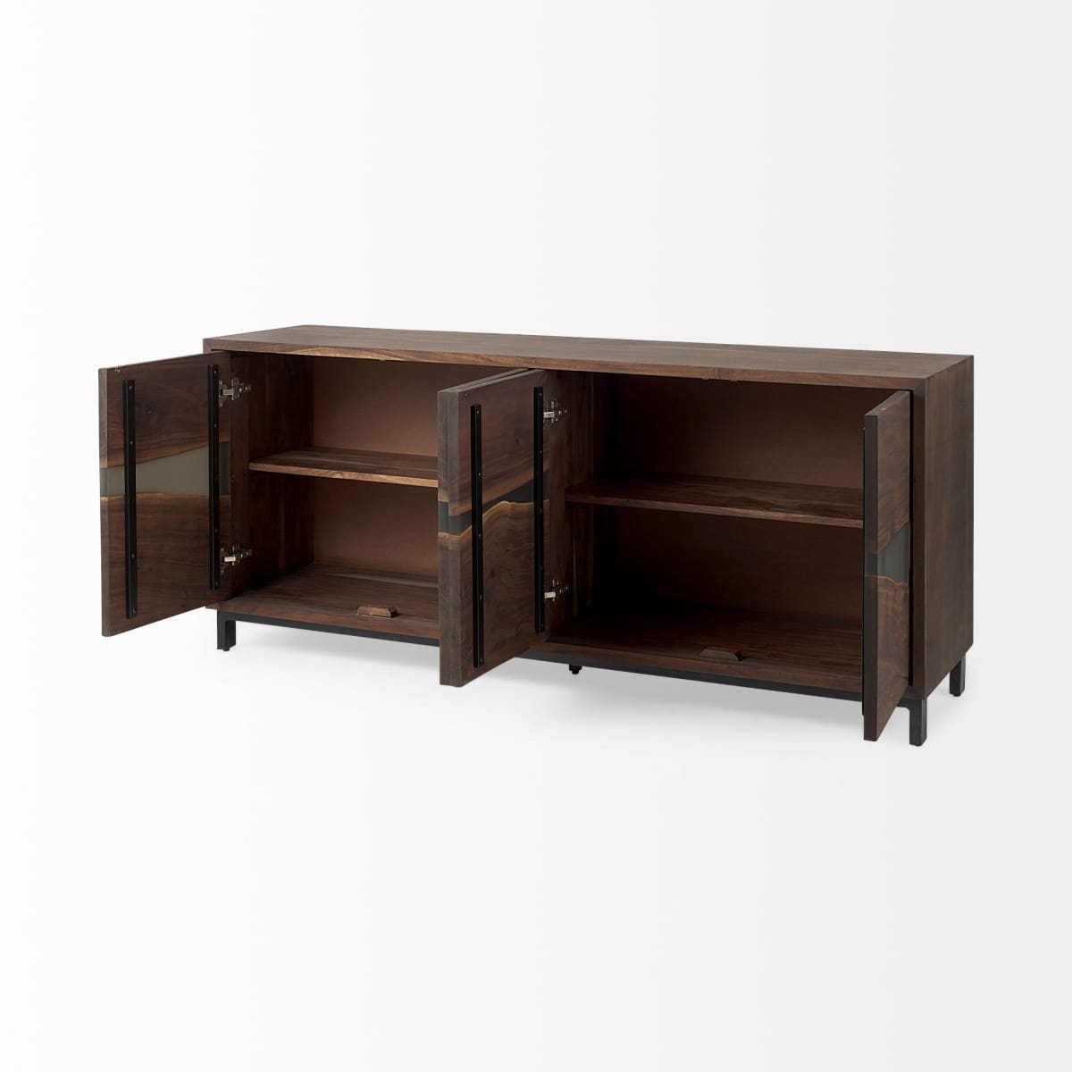 Hemlock Sideboard Brown Wood | Black Resin - sideboards-and-buffets