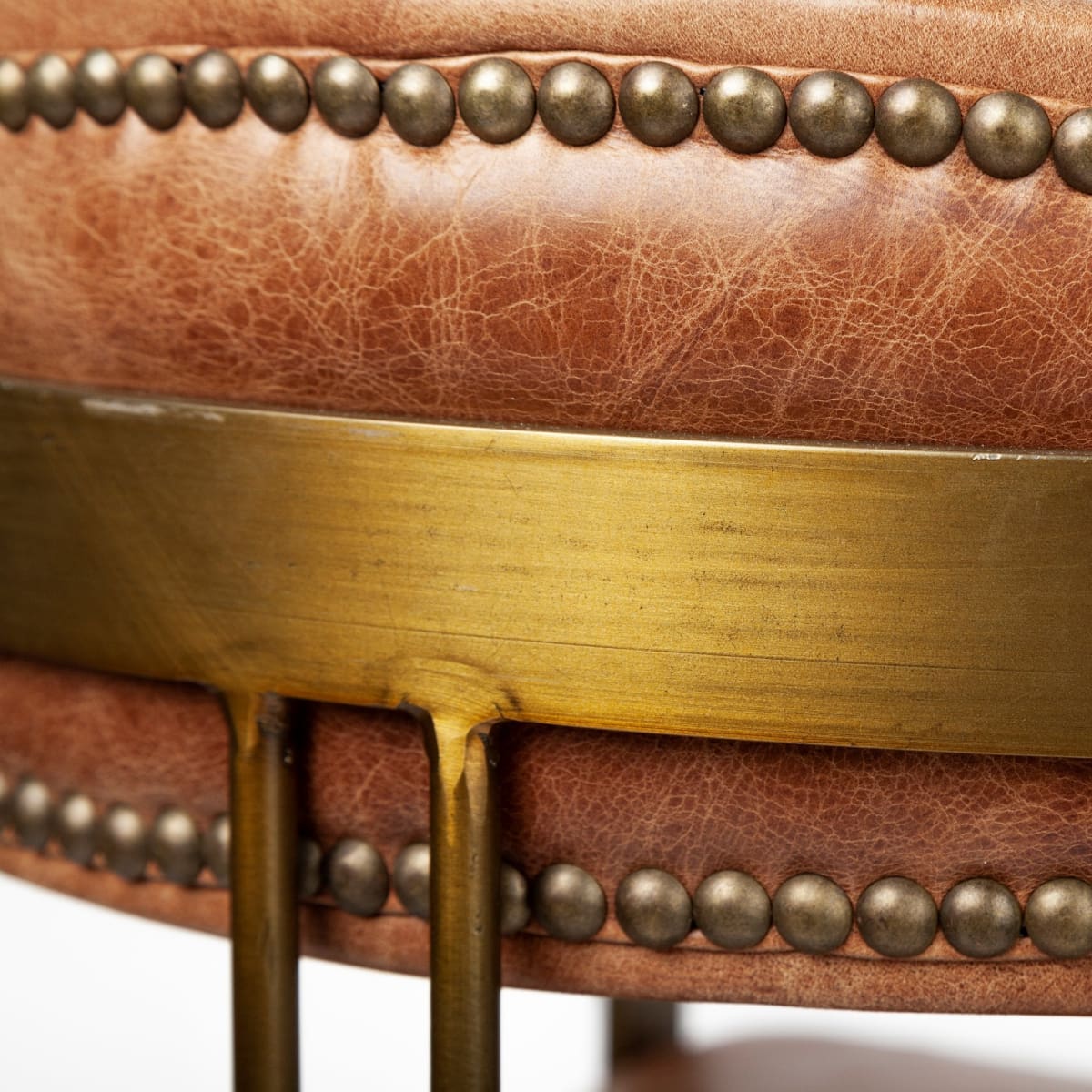 Hollyfield Dining Chair Brown Leather | Gold Metal - dining-chairs