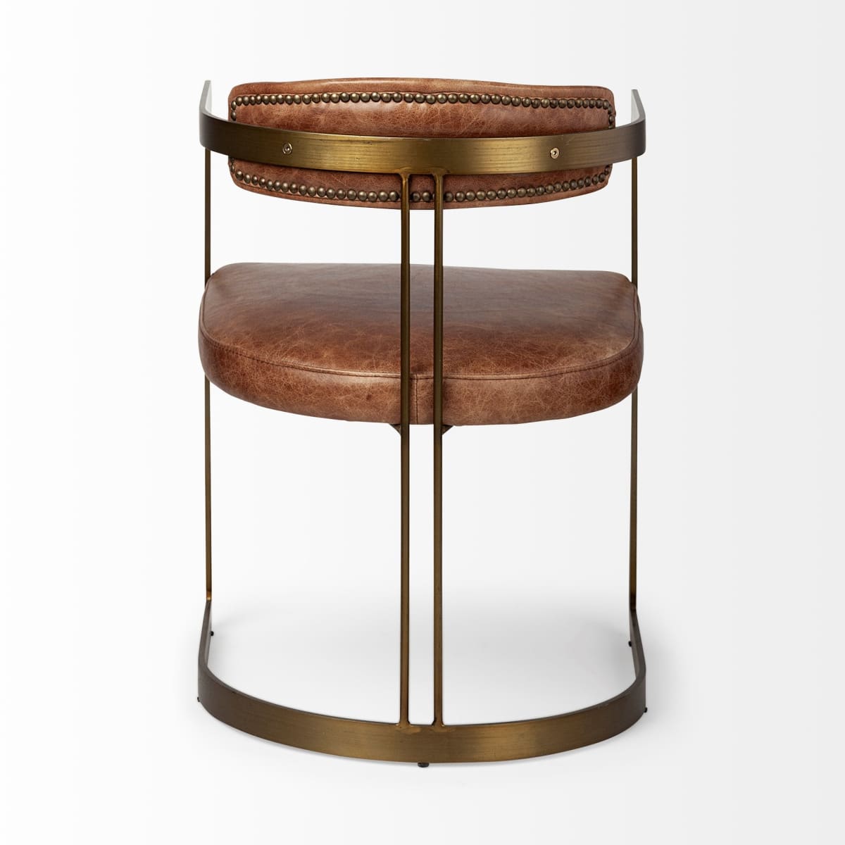 Hollyfield Dining Chair Brown Leather | Gold Metal - dining-chairs