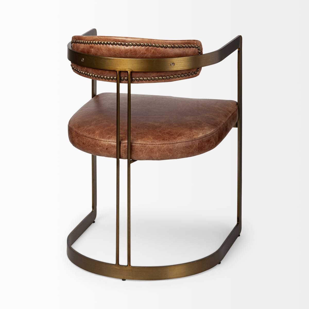 Hollyfield Dining Chair Brown Leather | Gold Metal - dining-chairs