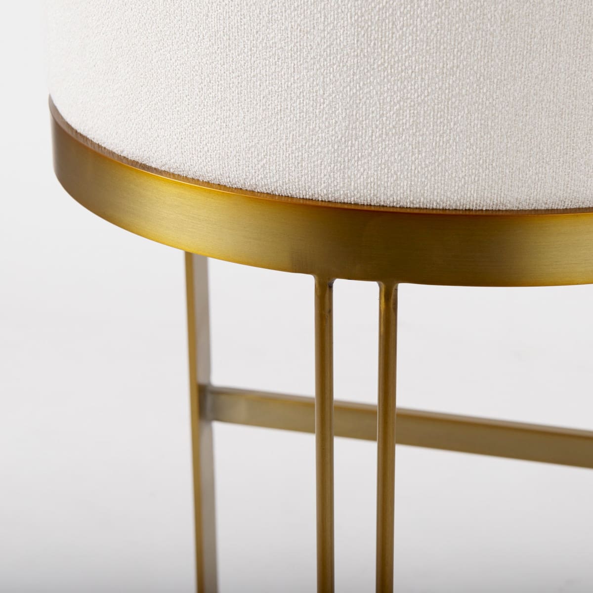 Hollyfield Upholsterd Seat Bar Counter Stool Cream Fabric | Gold Metal | Bar - bar-stools