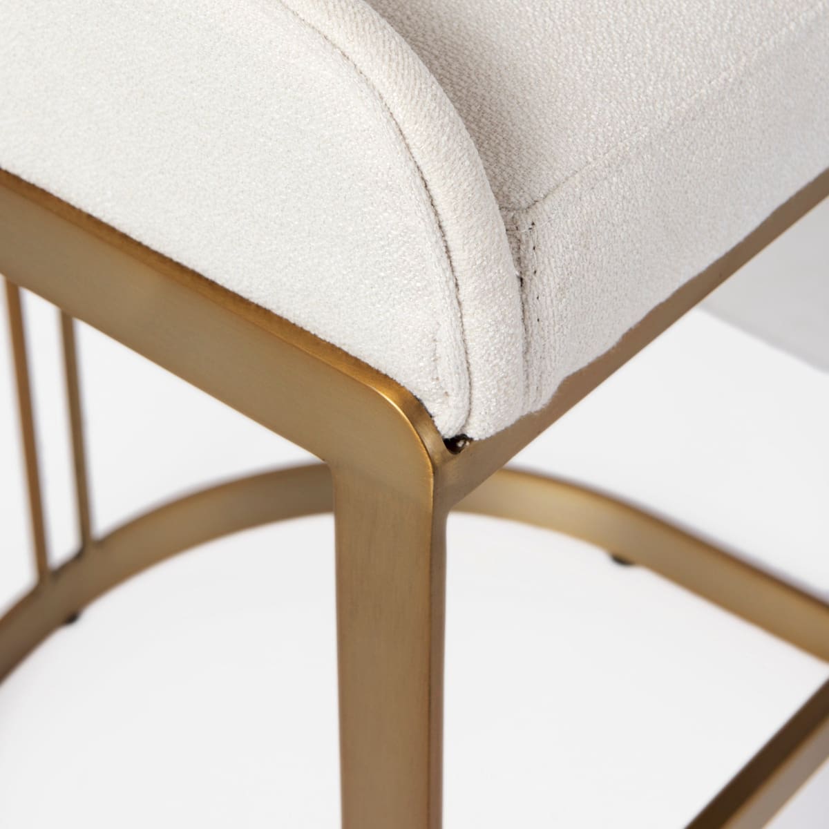 Hollyfield Upholsterd Seat Bar Counter Stool Cream Fabric | Gold Metal | Bar - bar-stools