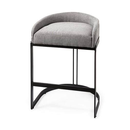 Hollyfield Upholsterd Seat Bar Counter Stool Gray Fabric | Gray Metal | Counter - bar-stools