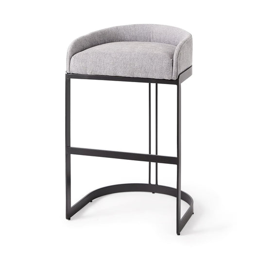 Hollyfield Upholsterd Seat Bar Counter Stool Gray Fabric | Gray Metal | Bar - bar-stools