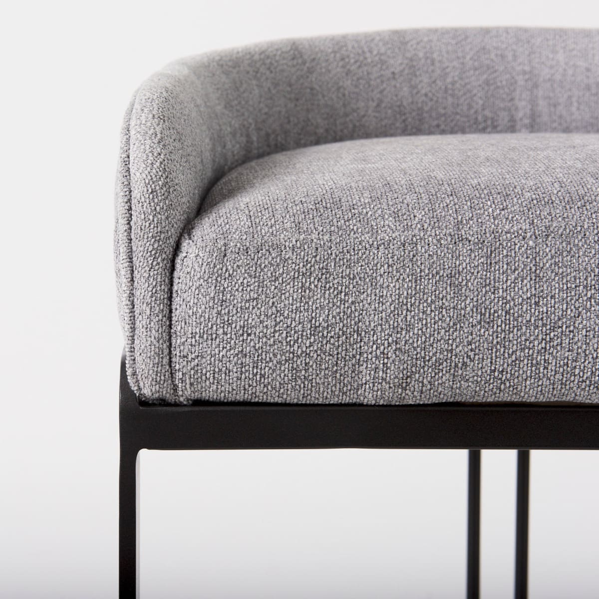 Hollyfield Upholsterd Seat Bar Counter Stool Gray Fabric | Gray Metal | Bar - bar-stools