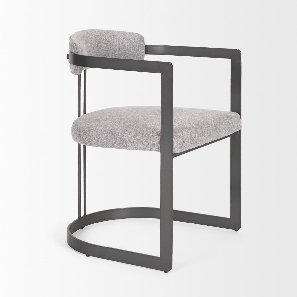 Hollyfield Upholstered Dining Chair Gray Fabric | Black Metal - dining-chairs