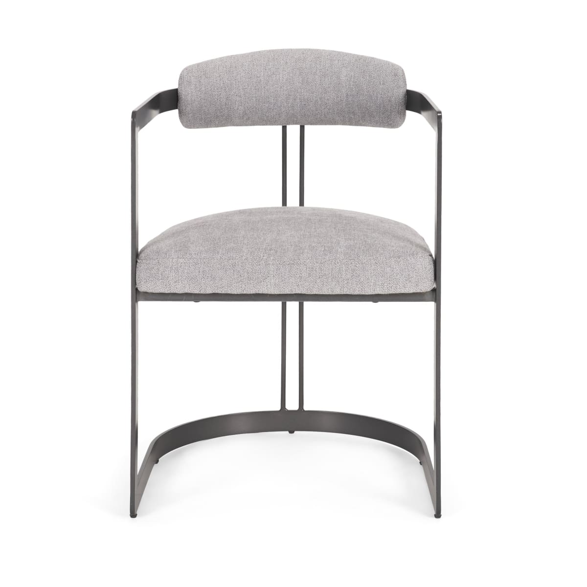 Hollyfield Upholstered Dining Chair Gray Fabric | Black Metal - dining-chairs