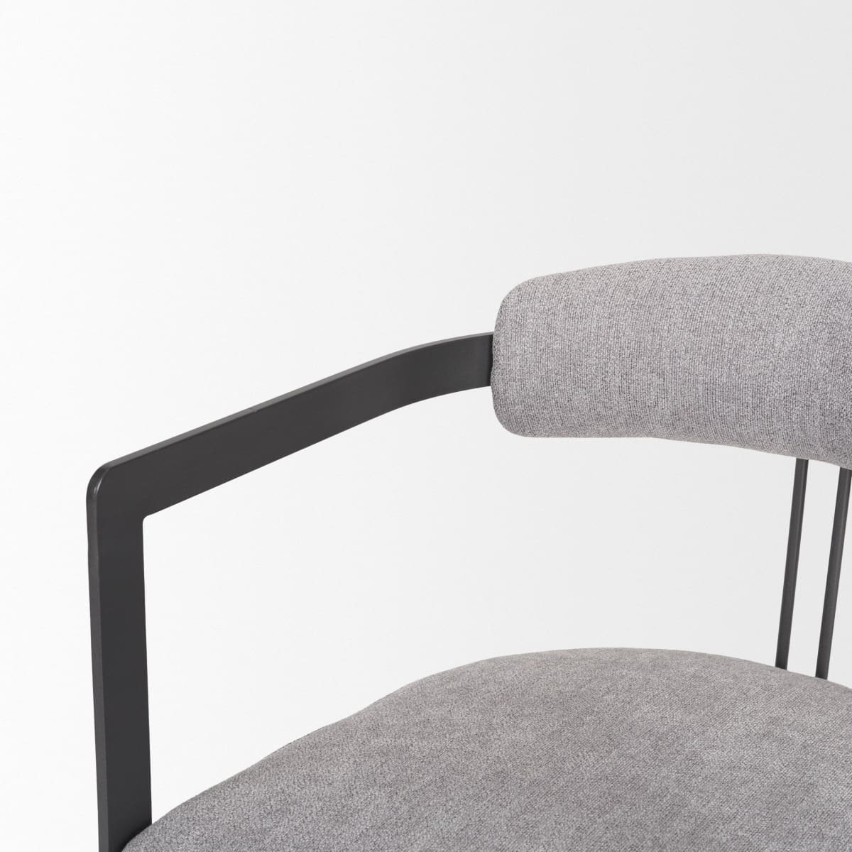 Hollyfield Upholstered Dining Chair Gray Fabric | Black Metal - dining-chairs