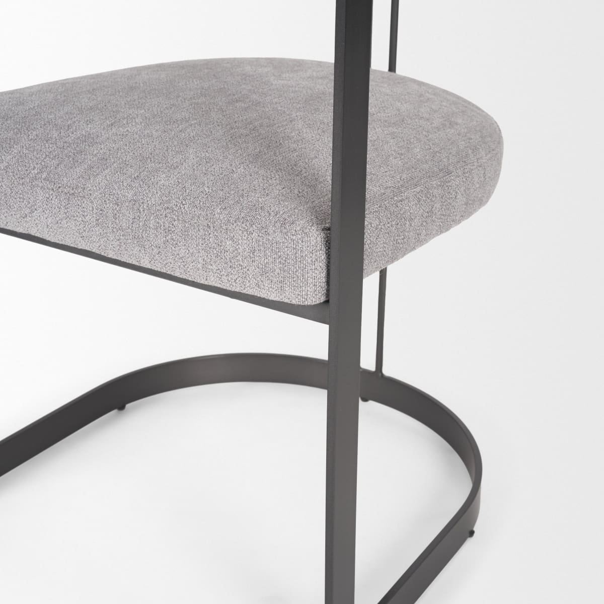 Hollyfield Upholstered Dining Chair Gray Fabric | Black Metal - dining-chairs