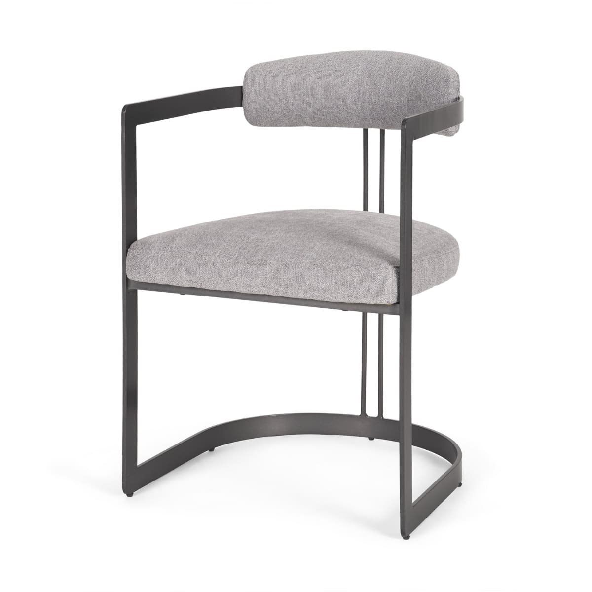 Hollyfield Upholstered Dining Chair Gray Fabric | Black Metal - dining-chairs