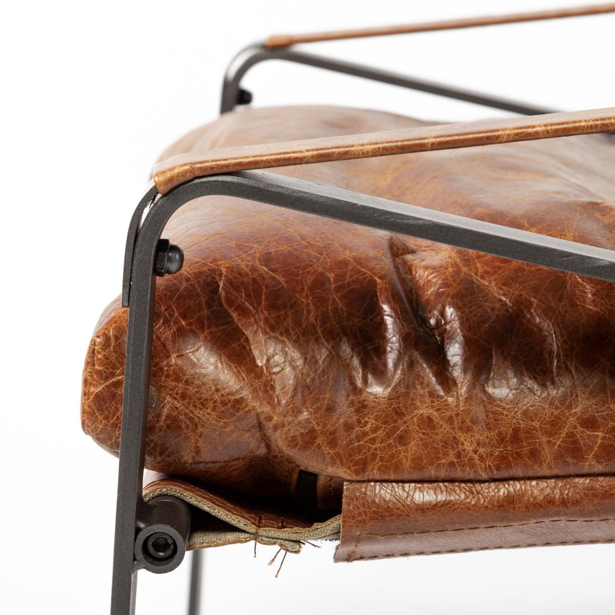 Hornet Leather Accent Chair Brown Leather | Black Metal - accent-chairs