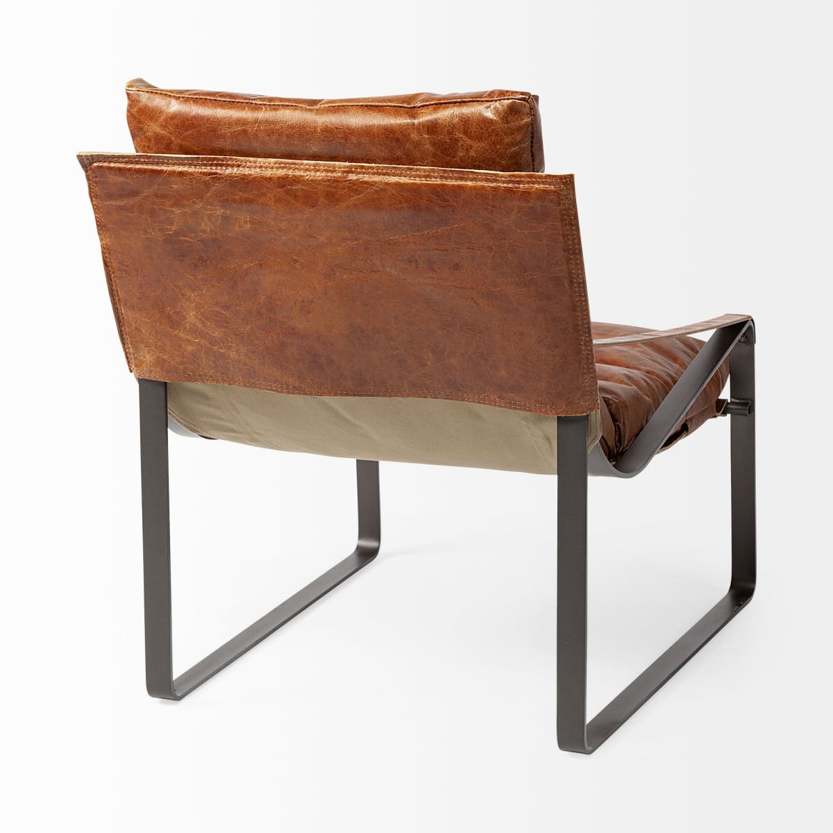 Hornet Leather Accent Chair Brown Leather | Black Metal - accent-chairs