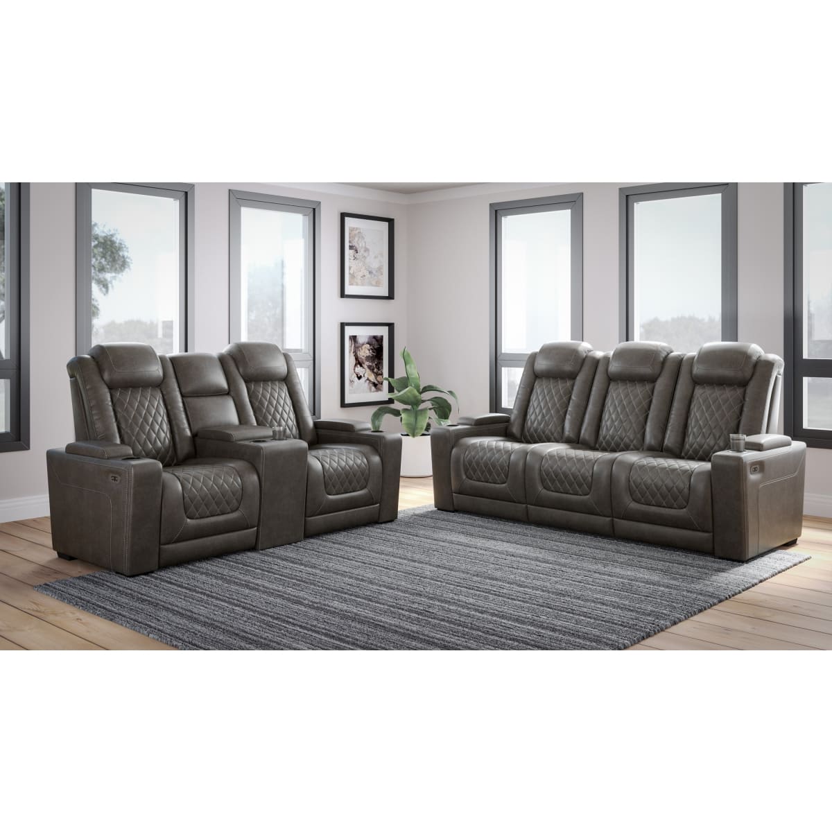 HyllMont Power Reclining Loveseat with Console - Loveseat