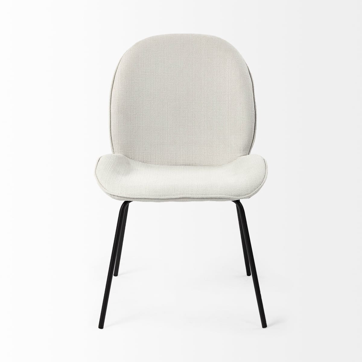 Inala Dining Chair White Fabric | Black Metal - dining-chairs