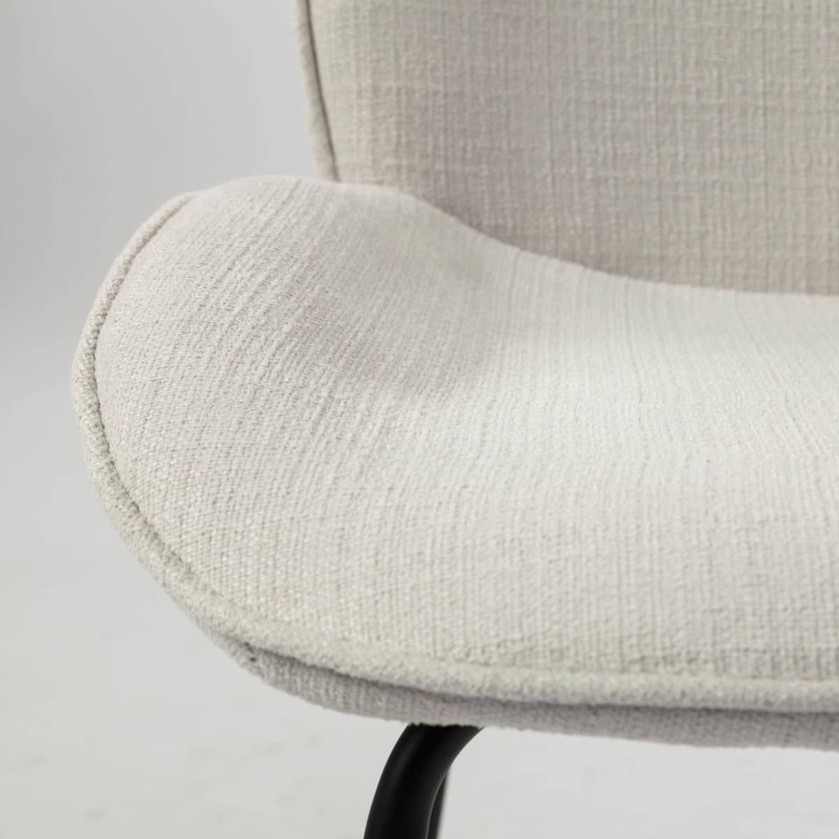 Inala Dining Chair White Fabric | Black Metal - dining-chairs