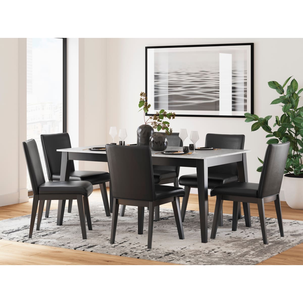 Jettaya Rectangular 7pc Dining Room Table Set - dining-table