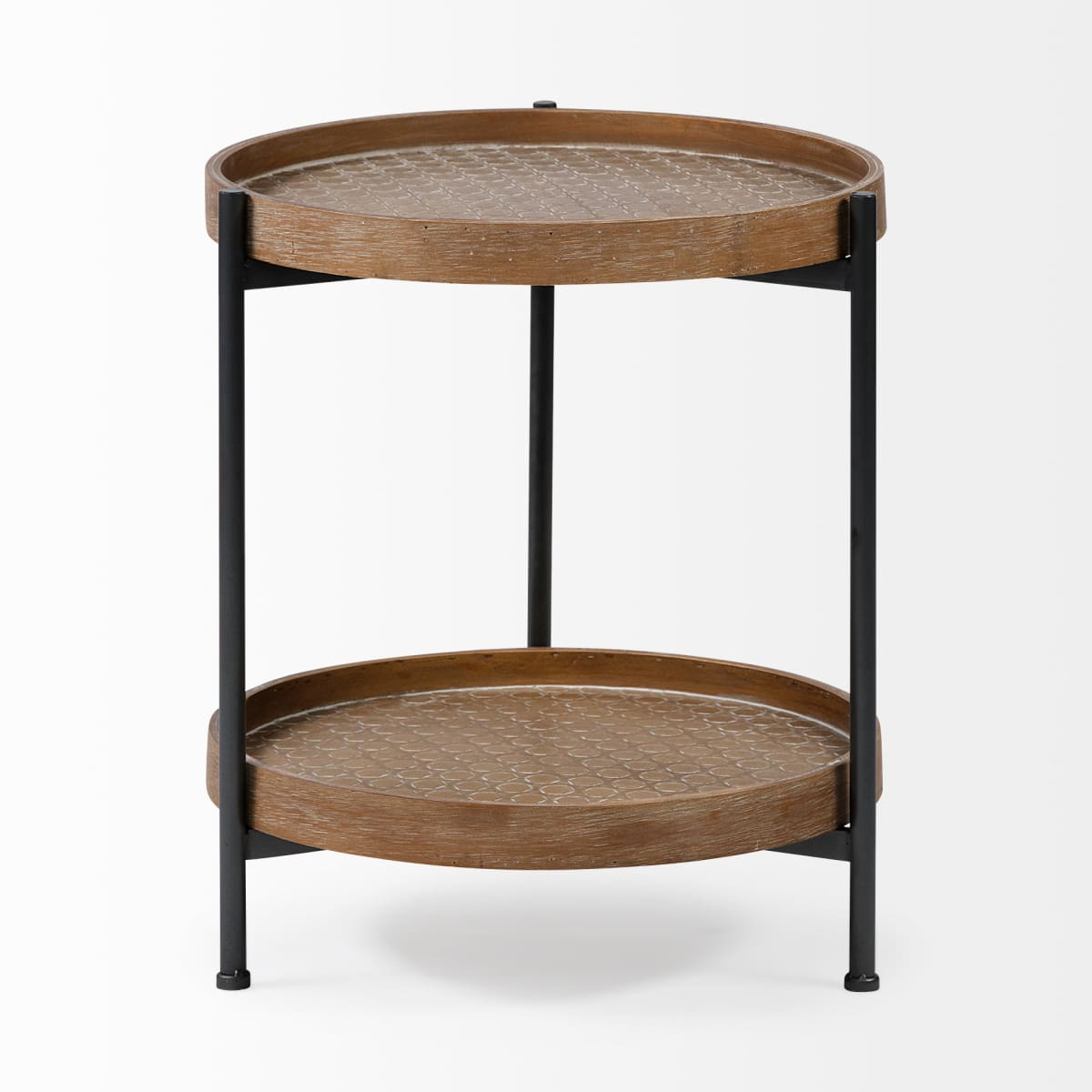 Kade End Side Table Brown Wood | Gray Metal - end-and-side-tables