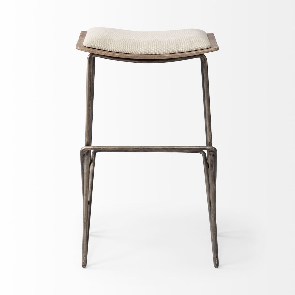 Katniss Upholstered Seat Bar Counter Stool Cream Fabric | Gold Metal | Counter - bar-stools