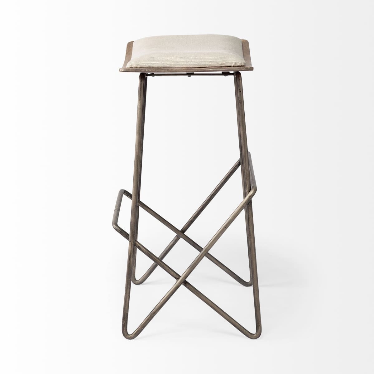 Katniss Upholstered Seat Bar Counter Stool Cream Fabric | Gold Metal | Counter - bar-stools