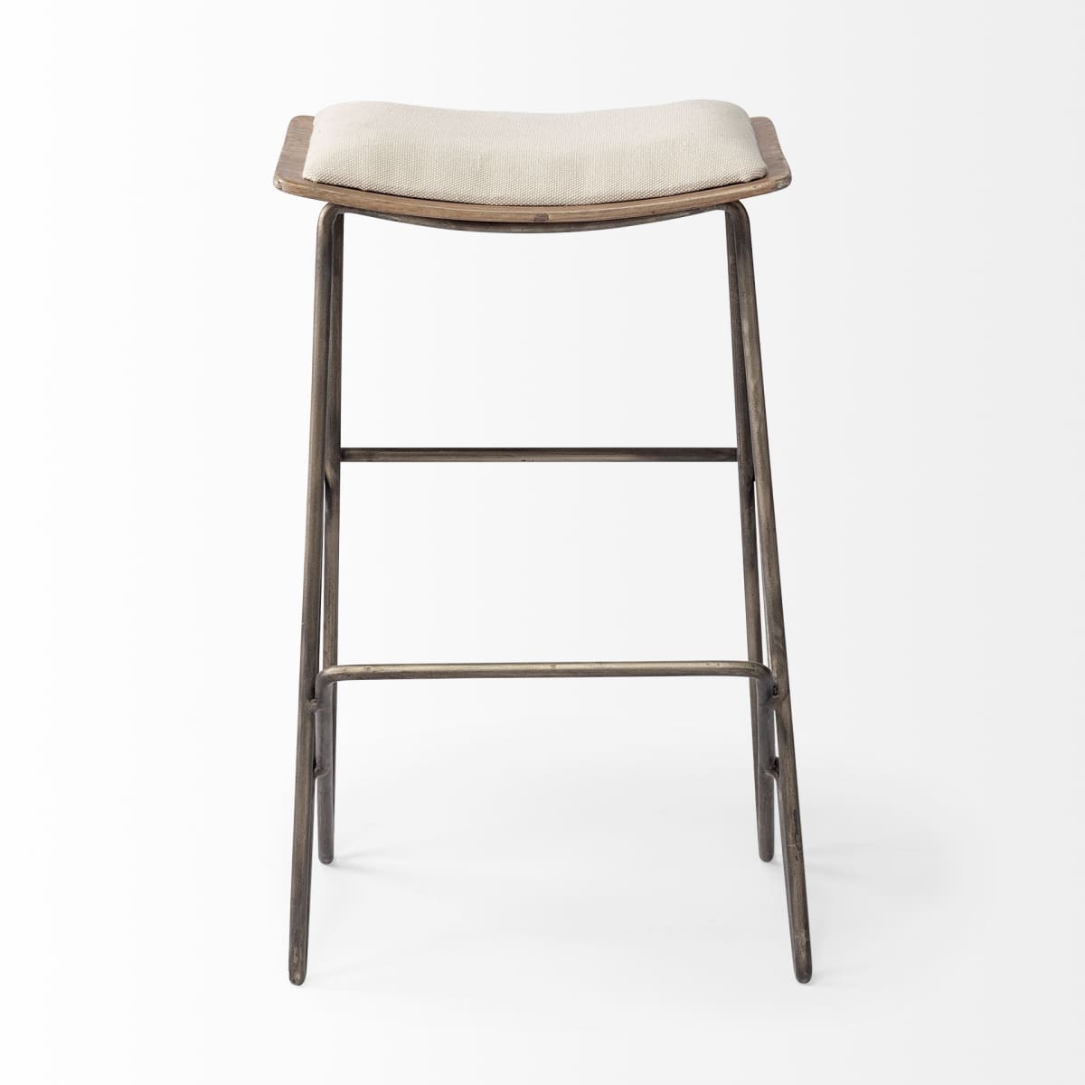 Katniss Upholstered Seat Bar Counter Stool Cream Fabric | Gold Metal | Counter - bar-stools