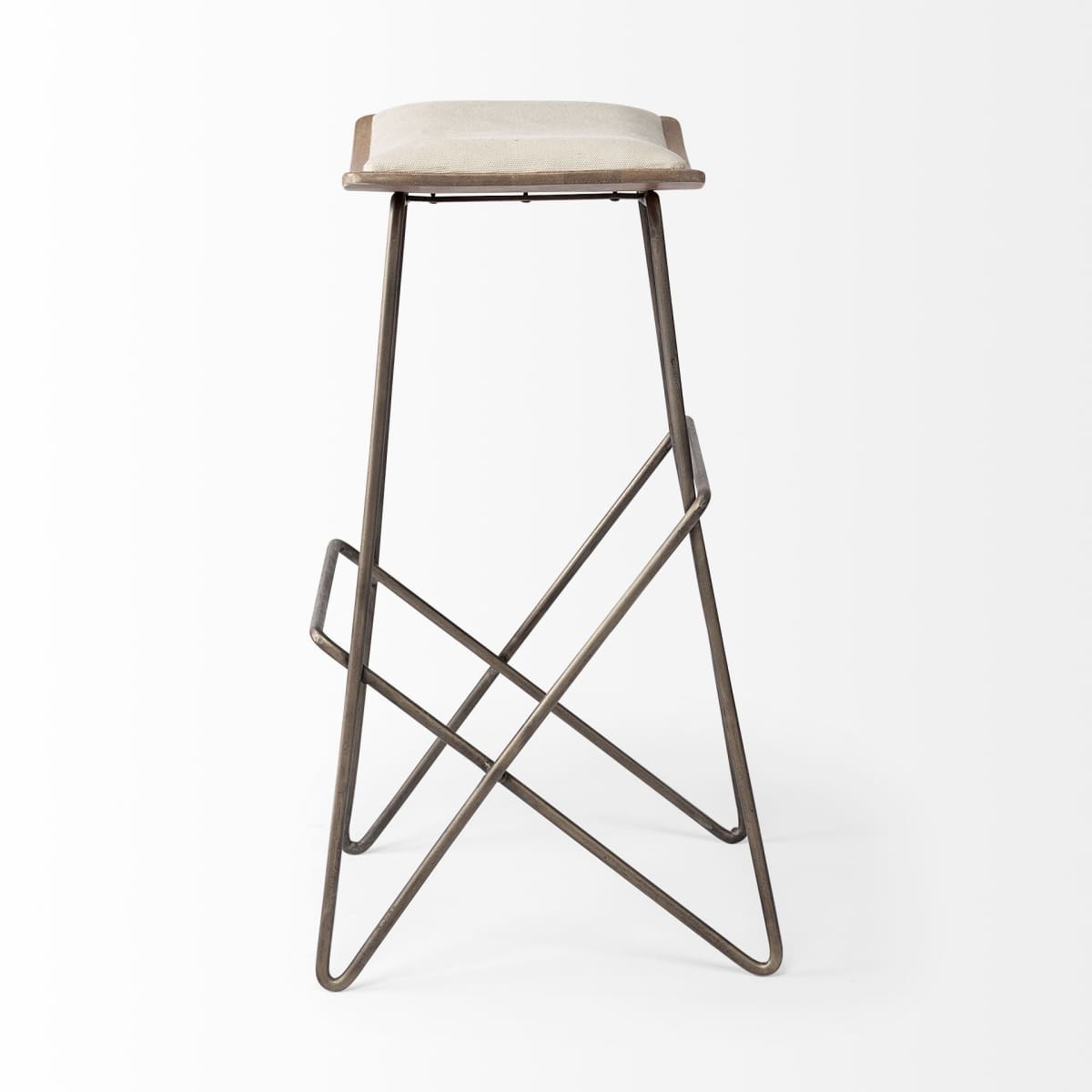 Katniss Upholstered Seat Bar Counter Stool Cream Fabric | Gold Metal | Bar - bar-stools