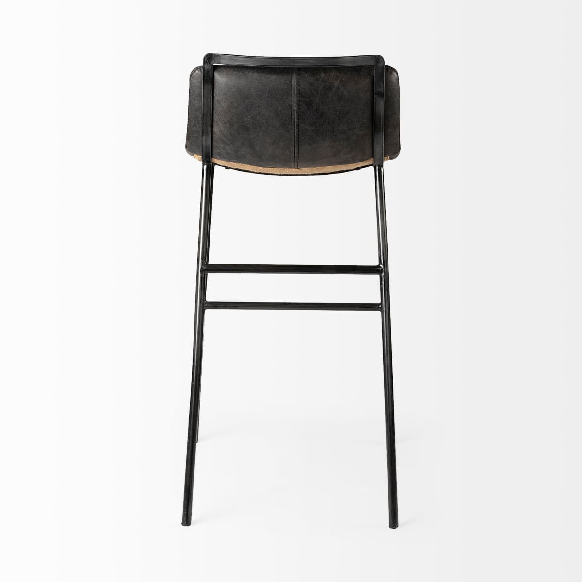 Kavalan Leather Seat Bar Counter Stool Ebony Leather | Black Metal | Bar - bar-stools