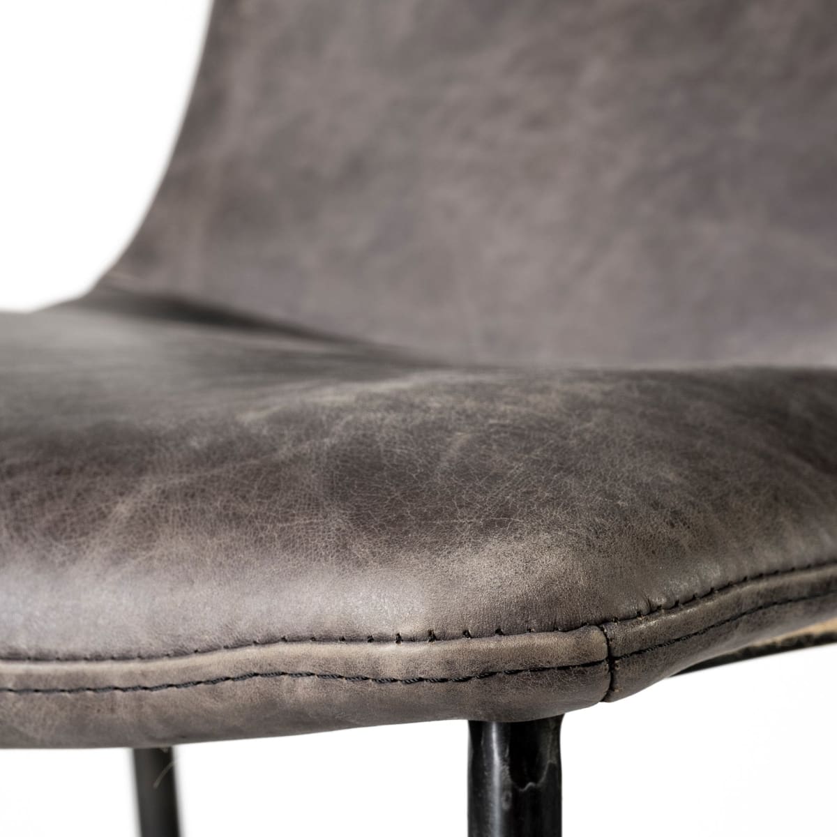 Kavalan Leather Seat Bar Counter Stool Ebony Leather | Black Metal | Counter - bar-stools