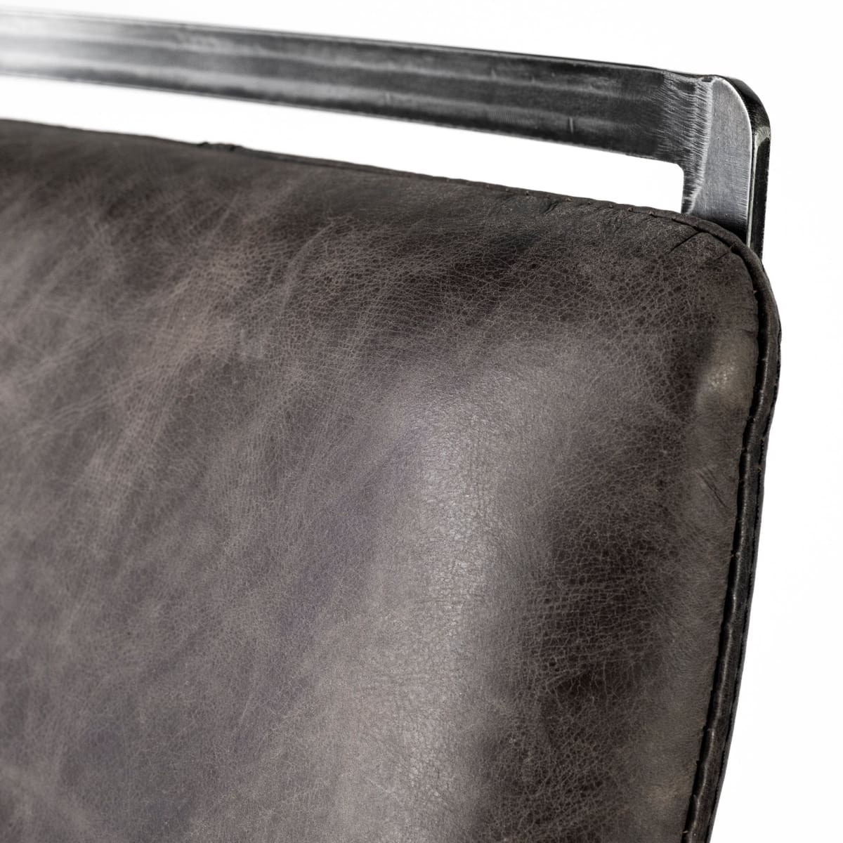 Kavalan Leather Seat Bar Counter Stool Ebony Leather | Black Metal | Counter - bar-stools