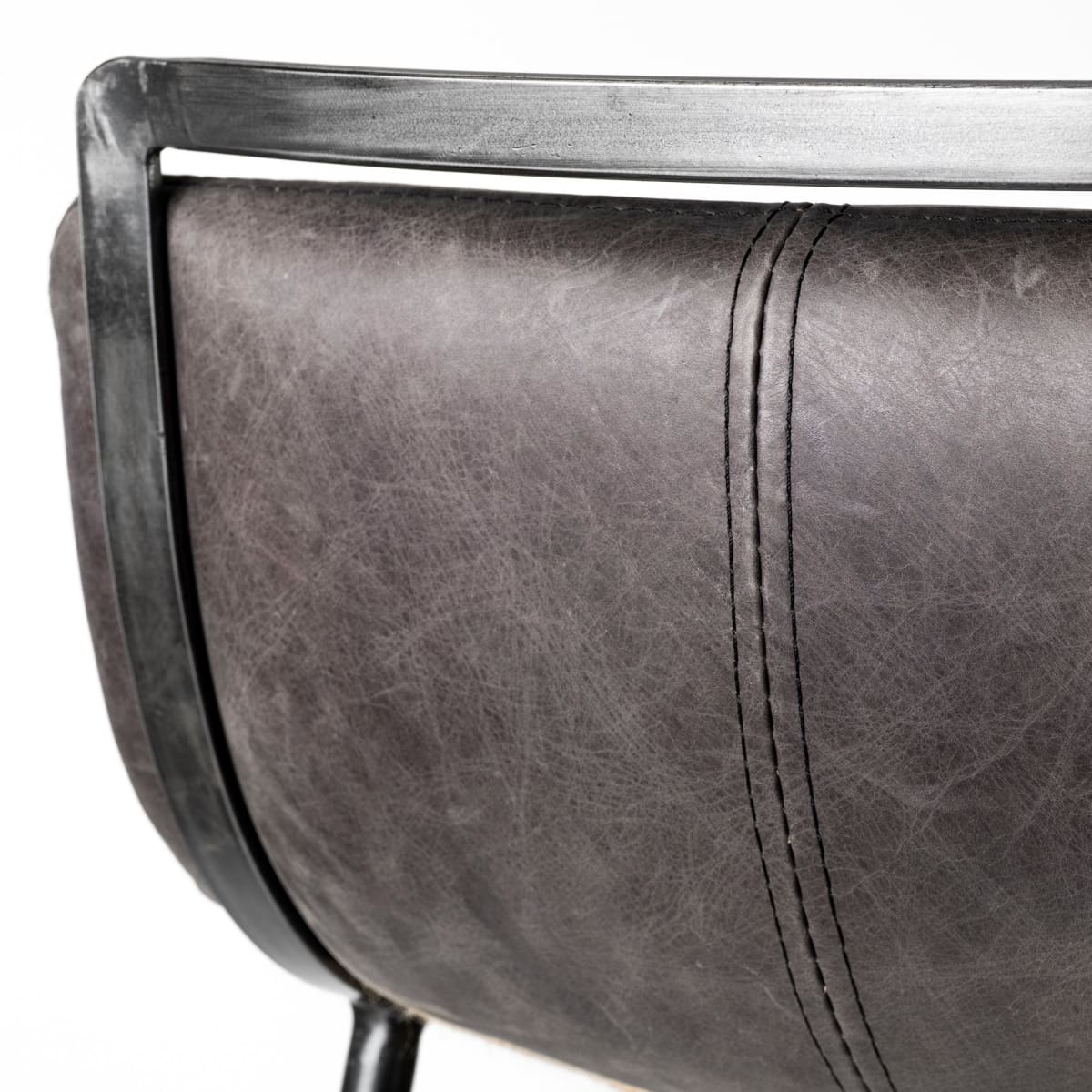 Kavalan Leather Seat Bar Counter Stool Ebony Leather | Black Metal | Counter - bar-stools
