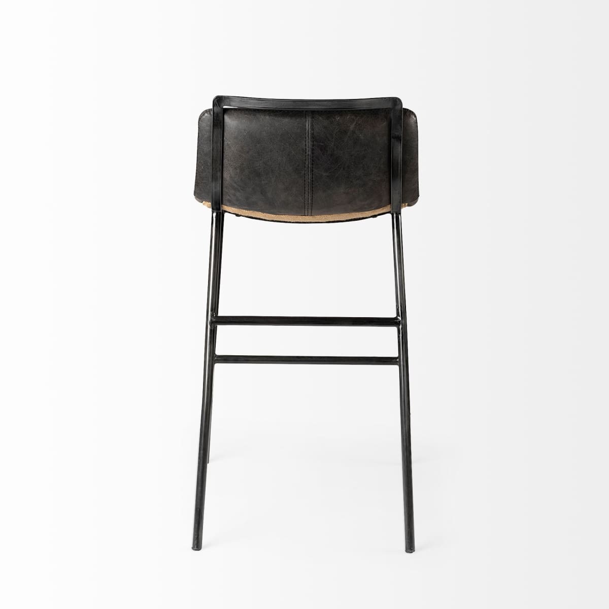 Kavalan Leather Seat Bar Counter Stool Ebony Leather | Black Metal | Counter - bar-stools