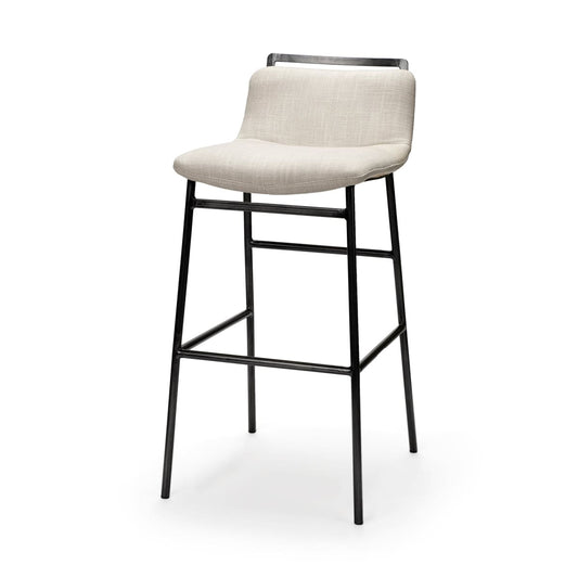 Kavalan Upholstered Seat Bar Counter Stool Beige Fabric | Gray Metal | Bar - bar-stools