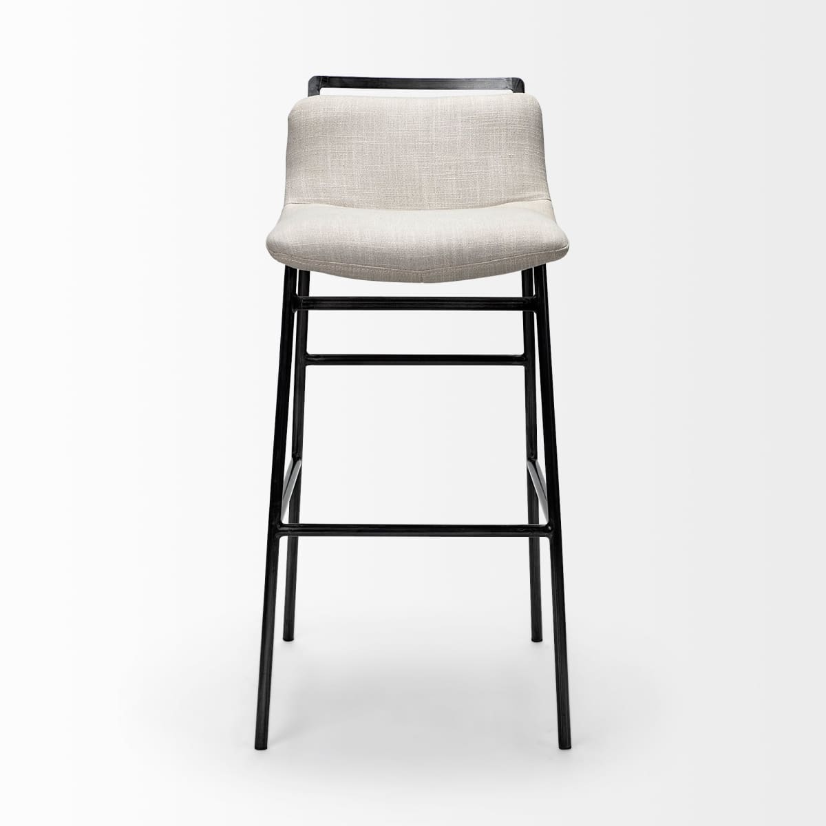 Kavalan Upholstered Seat Bar Counter Stool Beige Fabric | Gray Metal | Bar - bar-stools