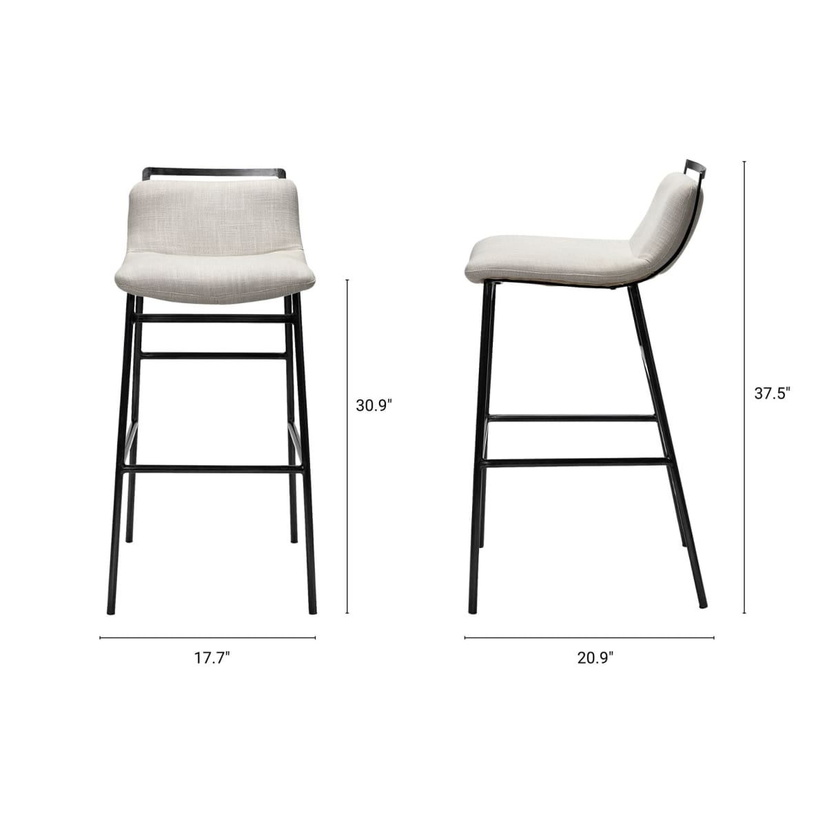 Kavalan Upholstered Seat Bar Counter Stool Beige Fabric | Gray Metal | Bar - bar-stools