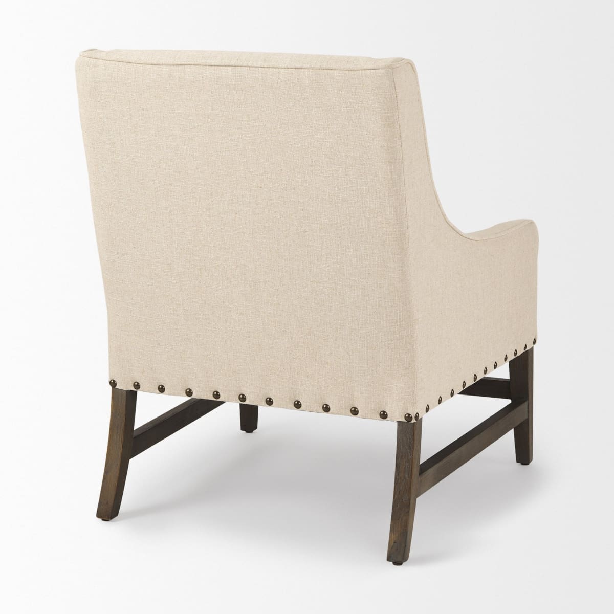 Kensington Upholstered Accent Chair Medium Brown Wood | Cream Upholstery - accent-chairs