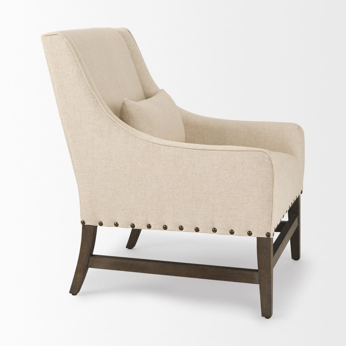 Kensington Upholstered Accent Chair Medium Brown Wood | Cream Upholstery - accent-chairs