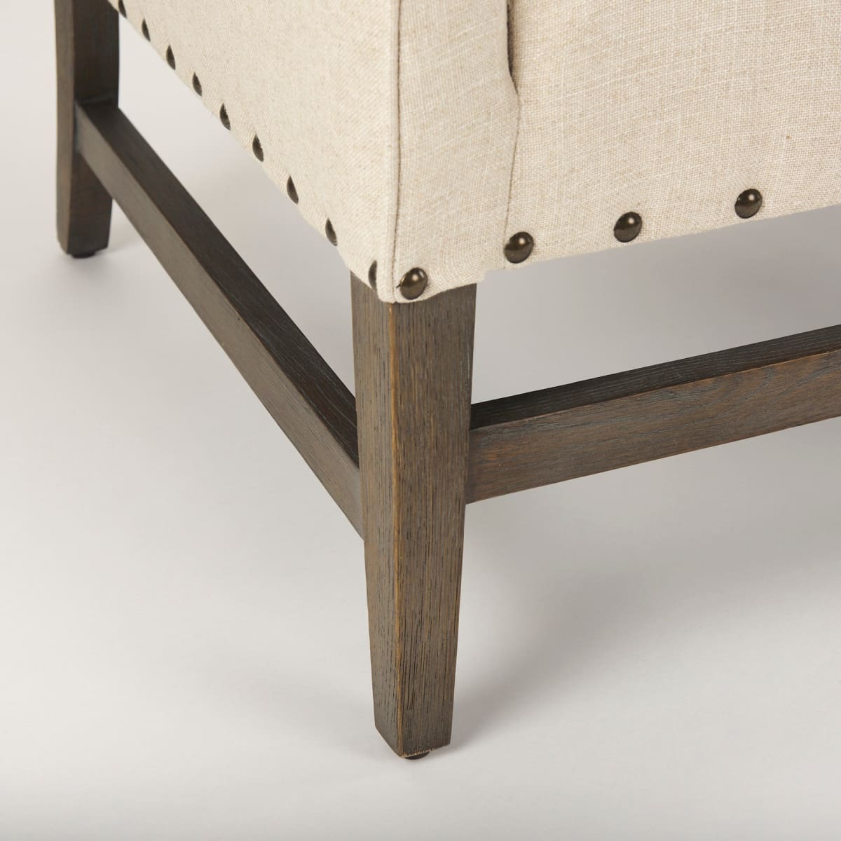 Kensington Upholstered Accent Chair Medium Brown Wood | Cream Upholstery - accent-chairs