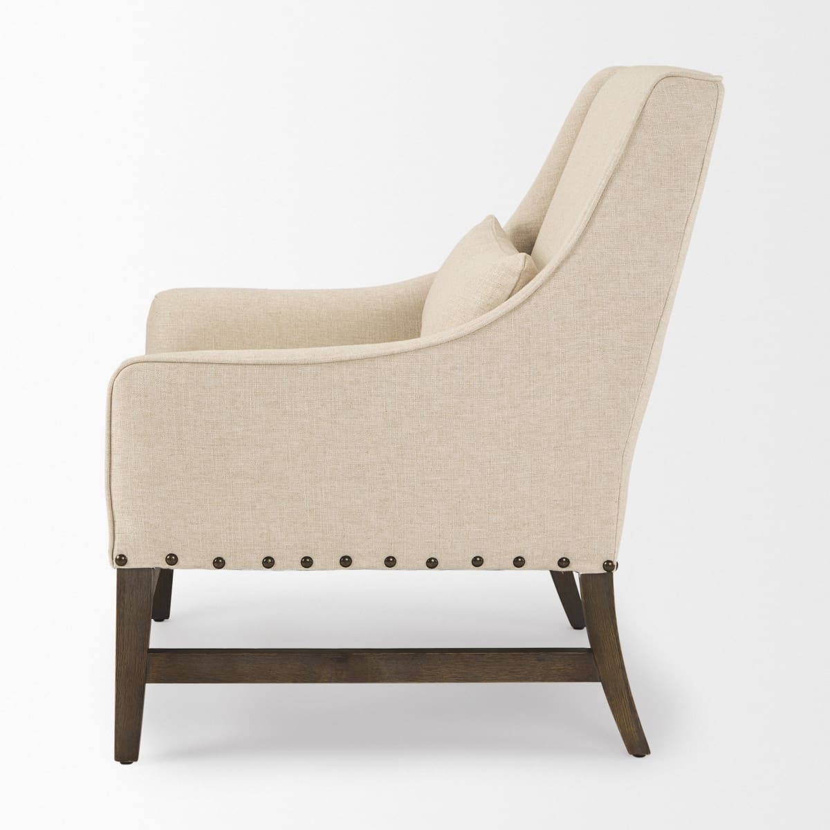 Kensington Upholstered Accent Chair Medium Brown Wood | Cream Upholstery - accent-chairs