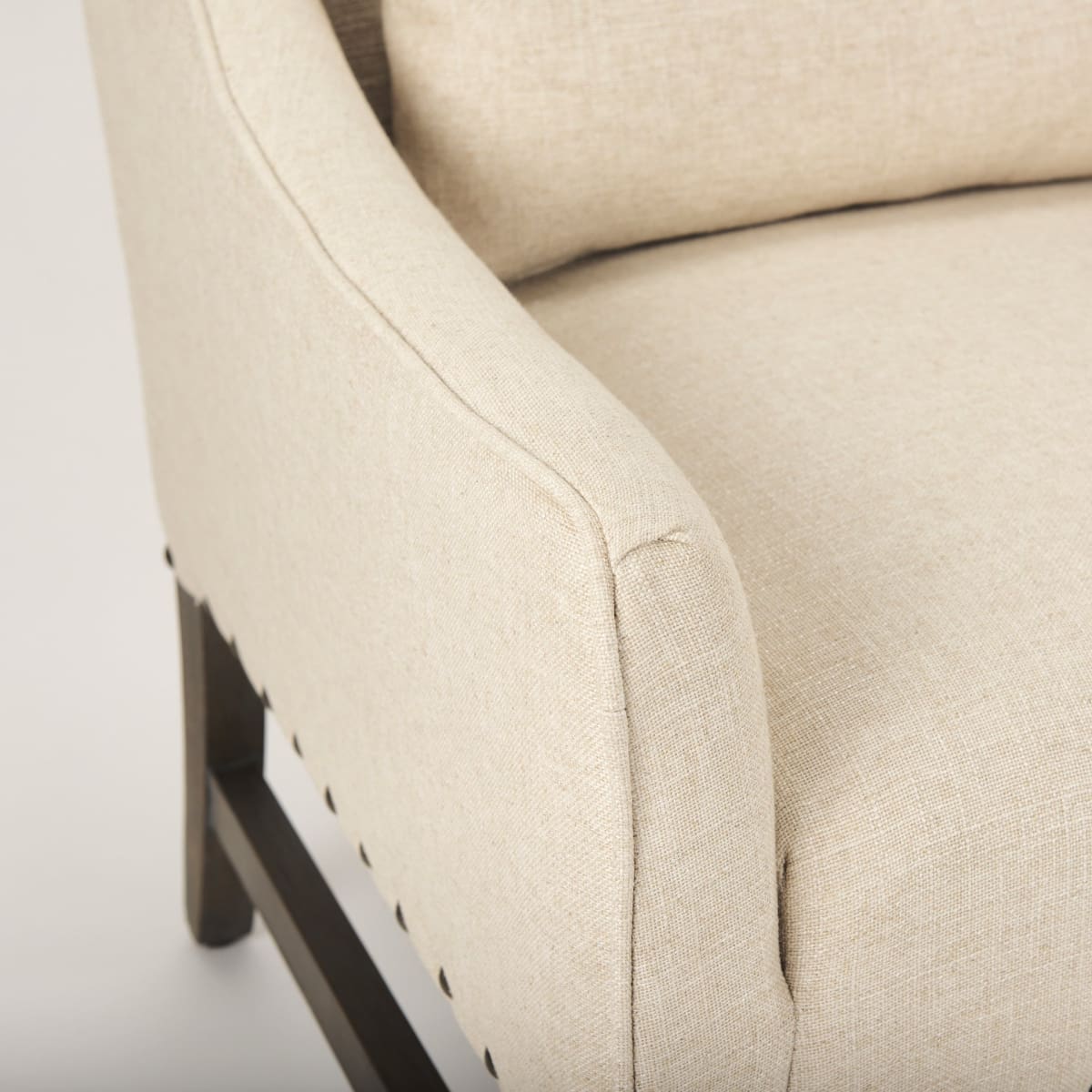 Kensington Upholstered Accent Chair Medium Brown Wood | Cream Upholstery - accent-chairs