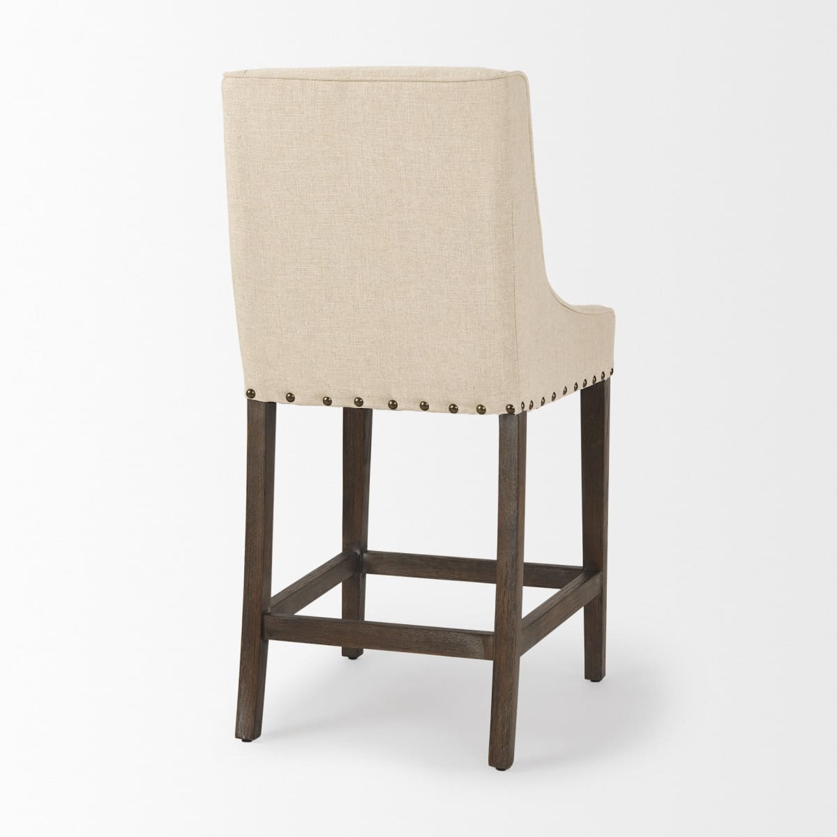 Kensington Upholstered Seat Bar Counter Stool Medium Brown Wood | Cream Upholstery - bar-stools