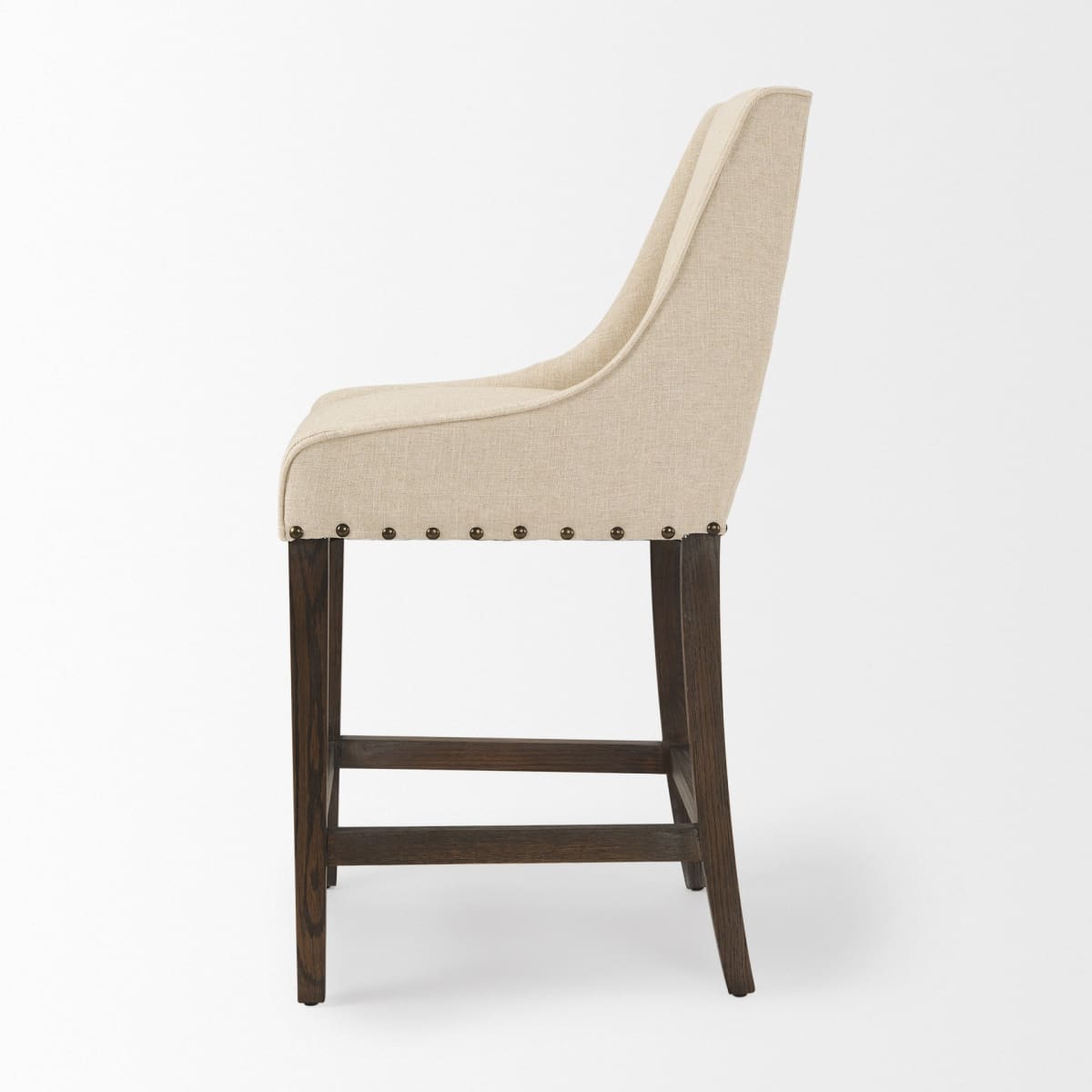 Kensington Upholstered Seat Bar Counter Stool Medium Brown Wood | Cream Upholstery - bar-stools