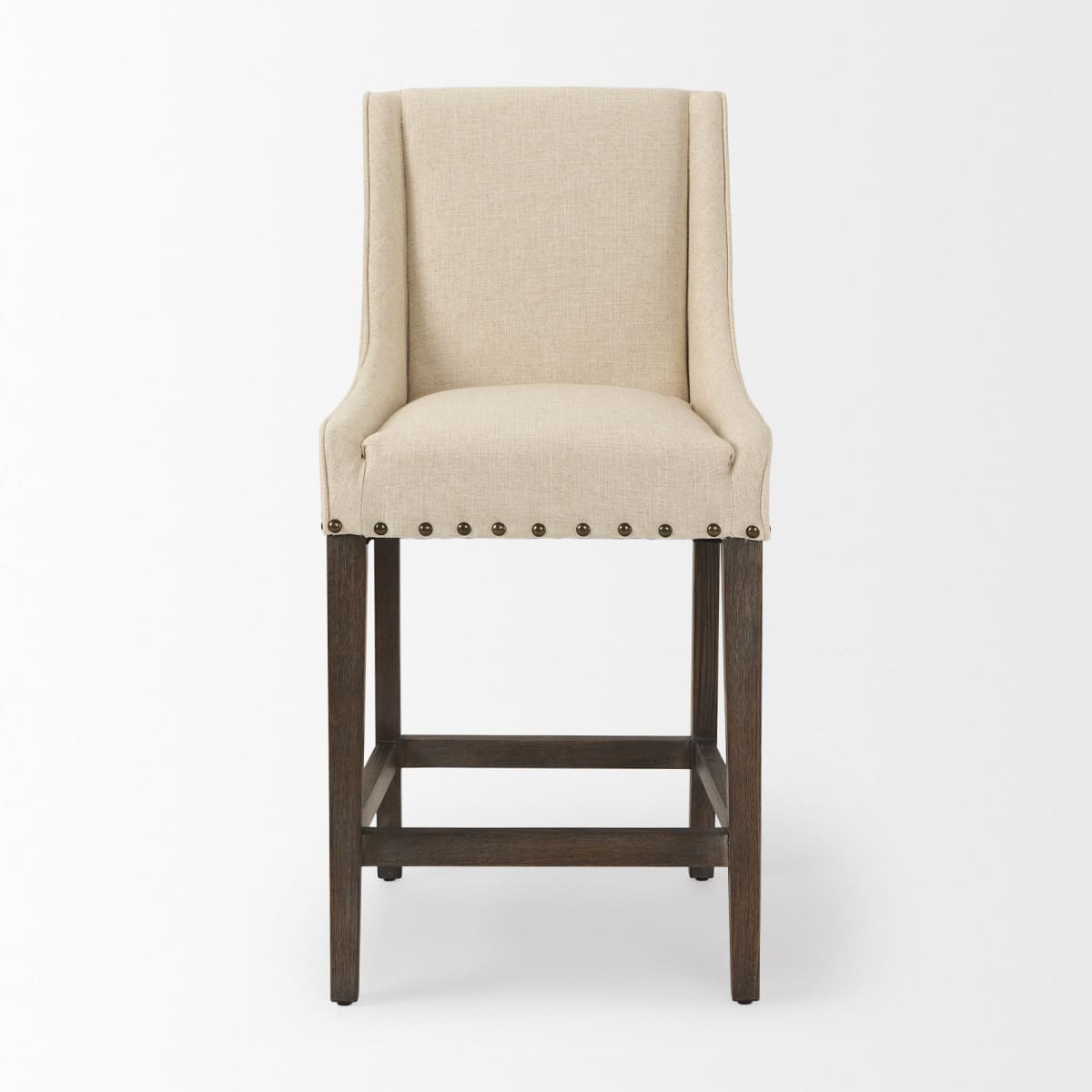 Kensington Upholstered Seat Bar Counter Stool Medium Brown Wood | Cream Upholstery - bar-stools