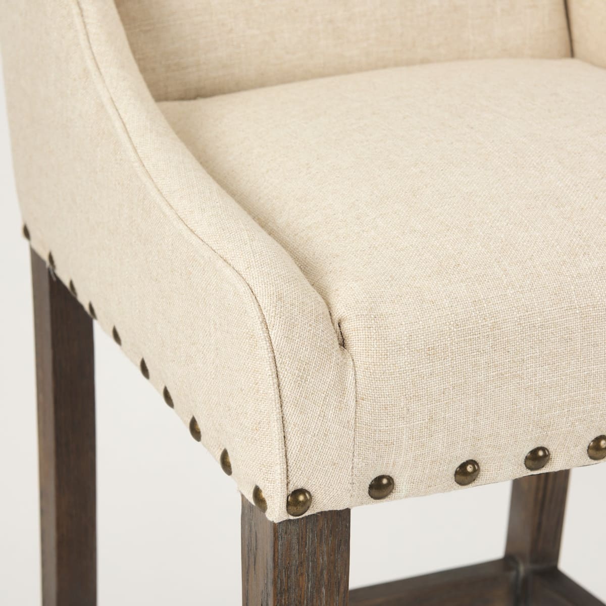 Kensington Upholstered Seat Bar Counter Stool Medium Brown Wood | Cream Upholstery - bar-stools