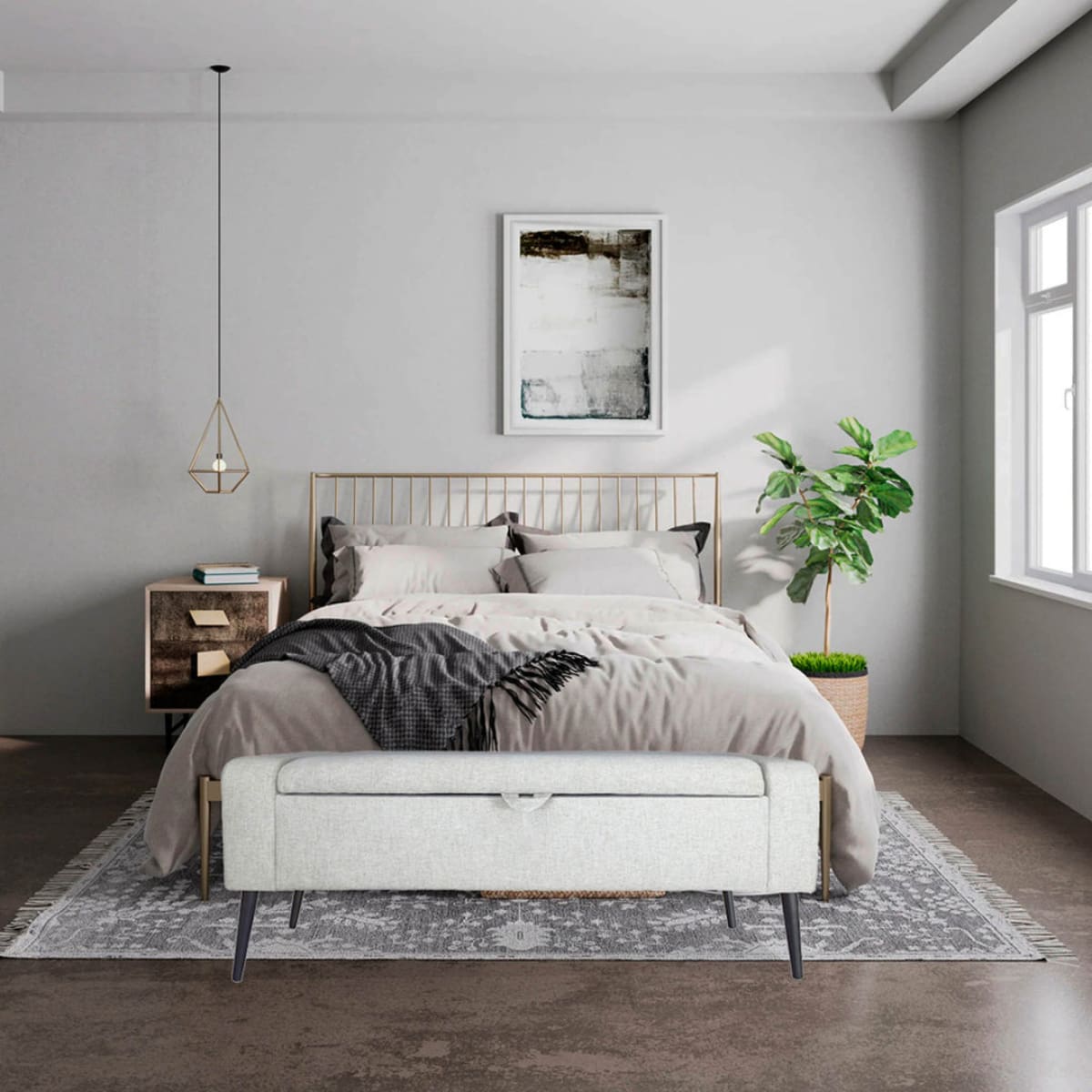 Khloe Storage Bench - Sand - lh-import-dining-benches