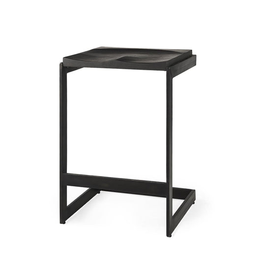 Kiran Bar Counter Stool Black Wood | Black Metal | Counter - bar-stools