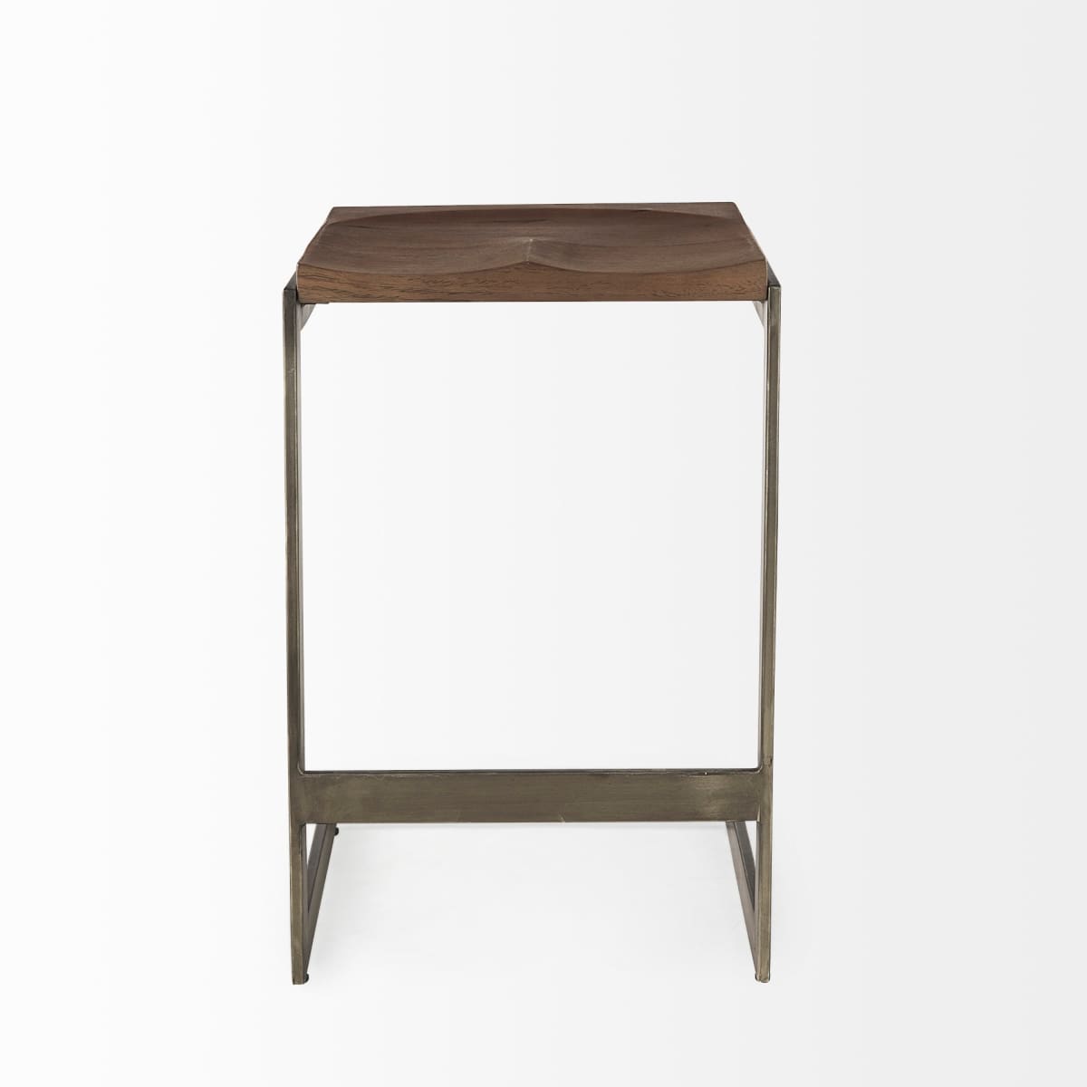 Kiran Wood Seat Bar Counter Stool Brown Wood | Antique Nickel | Counter - bar-stools