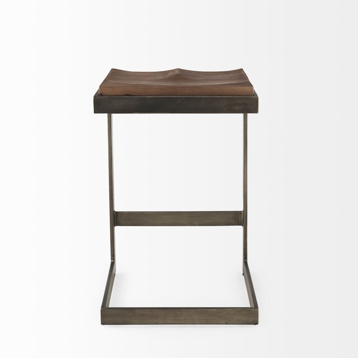 Kiran Wood Seat Bar Counter Stool Brown Wood | Antique Nickel | Counter - bar-stools