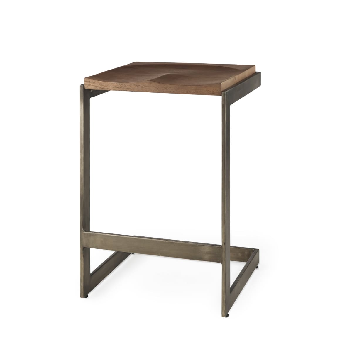 Kiran Wood Seat Bar Counter Stool Brown Wood | Antique Nickel | Counter - bar-stools