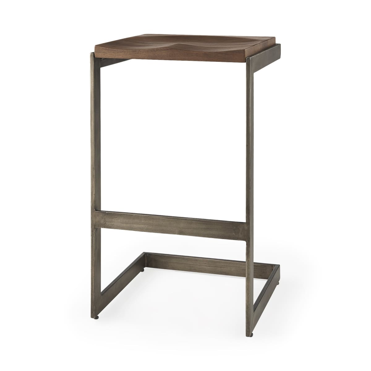 Kiran Wood Seat Bar Counter Stool Brown Wood | Antique Nickel | Bar - bar-stools