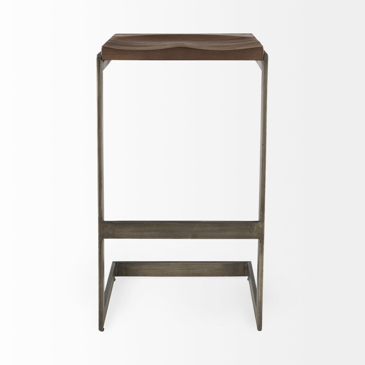 Kiran Wood Seat Bar Counter Stool Brown Wood | Antique Nickel | Bar - bar-stools
